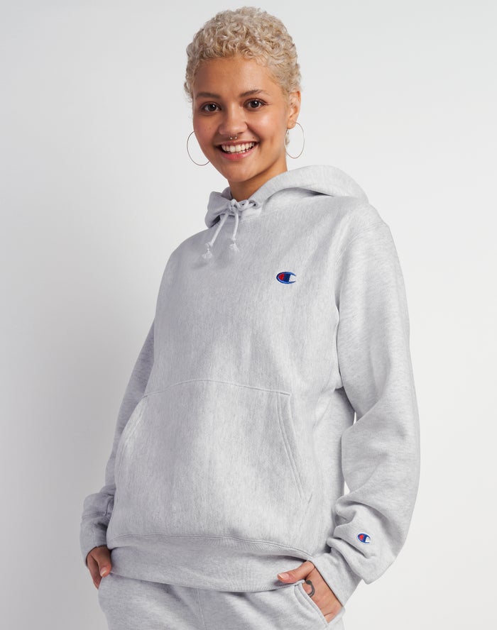 Champion Womens Hoodie NZ - Reverse Weave Boyfriend Grey ( 2938-XFPZG )